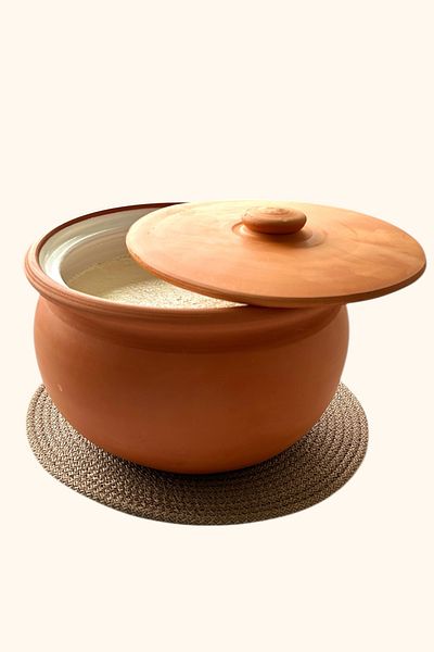 AdenArt Glazed Natural Soil Yogurt Fermentation Pot with Lid Large Size 5 Liters