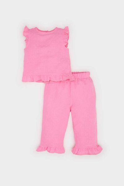 DeFacto New Season Baby Girl 2-Piece Set Sleeveless T-Shirt with Elastic Waist Bottom