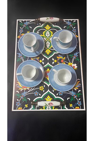 Boyut Tea Coffee Promise Engagement and Special Occasions Handcrafted Tray
