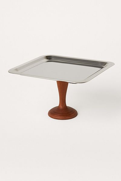 Mirilliahome Metal Presentation Plate and Serving Plate with Wooden Legs – Presentation Tray