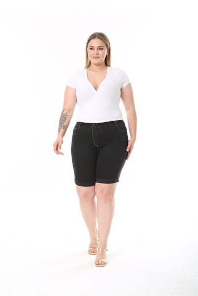 EYLÜLXXL KADIN BÜYÜK BEDEN DUBLE PAÇA KOT ŞORT