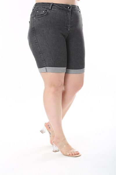 EYLÜLXXL Women's Large Size Double Leg Jeans Shorts