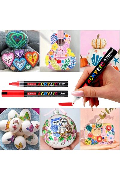 Jupai Set of 12 JUPAI® Acrylic Paint Markers, 4 mm Tip, for Glass, Ceramics, Stones, Wood, Plastic