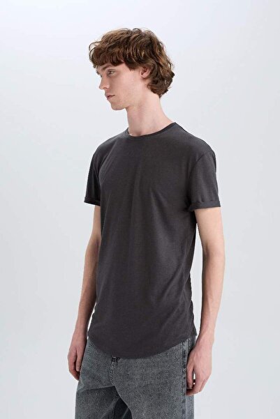 DeFacto Long Muscle Fit Bisiklet Yaka Basic Kısa Kollu Tişört N2104AZ21SM