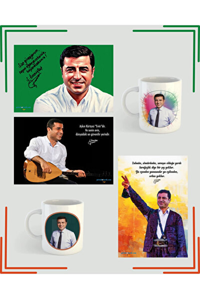ZERYA Selahattin Demirtaş Resimli Kupa ve Poster Seti - Demirtaş Posterleri (2 KUPA 3 POSTER)