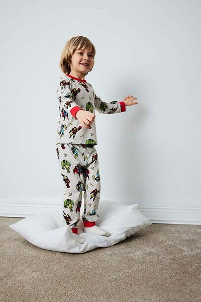 DeFacto New Season Baby Boy Marvel Comics Pajama Set Long Sleeve Combed Cotton Top Elastic Waist