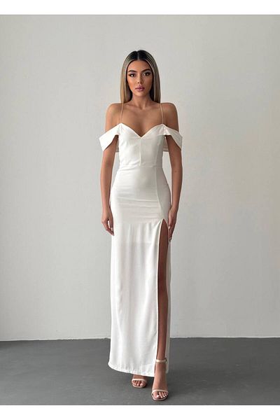 Misscix Women's Evening Dress Low Sleeve Deep Slit Maxi Dress - Evening & Homecoming Dress
