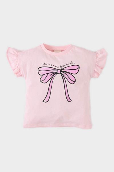 DeFacto New Season Baby Girl Crew Neck Printed Short Sleeve T-Shirt