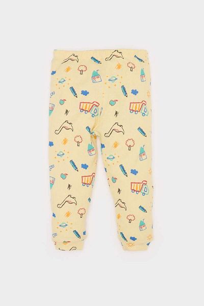 DeFacto New Season Baby Boy Pajama Set Vehicle Printed Long Sleeve Waffle Top with Elastic Waist