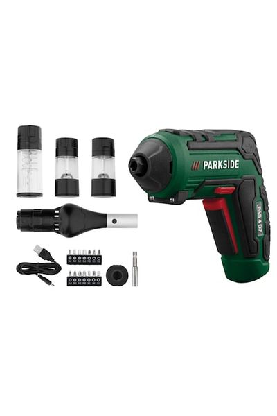 PARKSIDE Set de surubelnite fara fir Parkside 4 V, PAS 4 D7, incarcare USB-C, cu 4 accesorii pentru gratar si