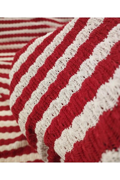 Kumaş Parça Κόκκινο Κρεμ Πλεκτό Εγγραμμένο Πλάτος: 180