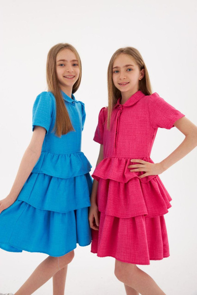 Marka Sensin Kids Girl's Colorful Side Zipper Special Style Design Folded Dress