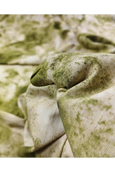 Kumaş Parça كتان ايروبين باللونين الأخضر الكريمي (العرض 150 سم × الطول 280 سم)