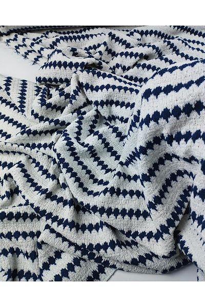 Kumaş Parça Πλεκτά πλεκτά σε χρώματα Bone Navy Blue (Πλάτος 160 cm x Μήκος 245 cm)
