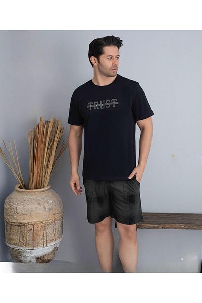 Pijamoni Ανδρικό σετ πιτζάμες με κοντό μανίκι με λαιμόκοψη 6175/3 - 1 τεμ