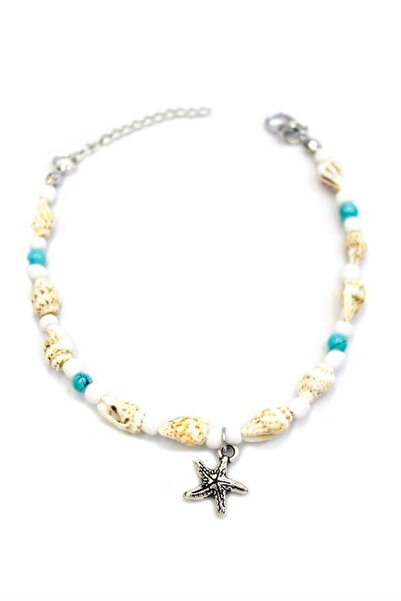 NOVAHAVEN Sea shell anklet - turquoise