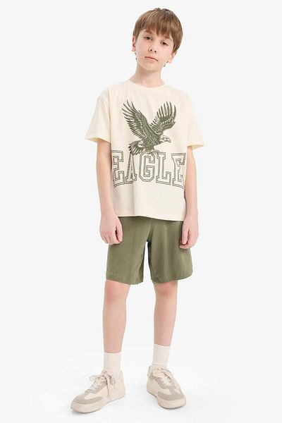 DeFacto New Season Men's 2-Piece Set Printed Short Sleeve T-Shirt Shorts