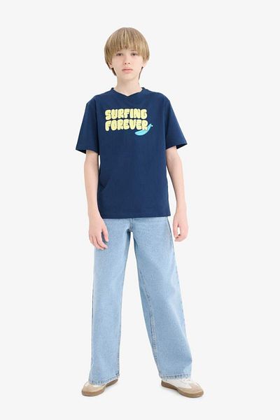 DeFacto New Season Boy's Crew Neck Printed Short Sleeve T-Shirt