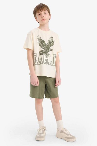 DeFacto New Season Men's 2-Piece Set Printed Short Sleeve T-Shirt Shorts
