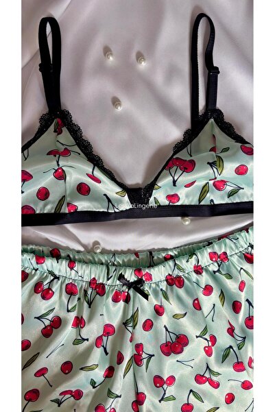 Lessya Satin Shorts Bralet Pajama Set Patterned