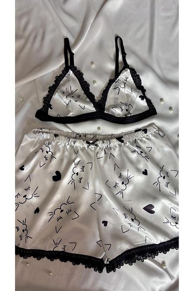 Lessya Satin Shorts Bralet Pajama Set Patterned