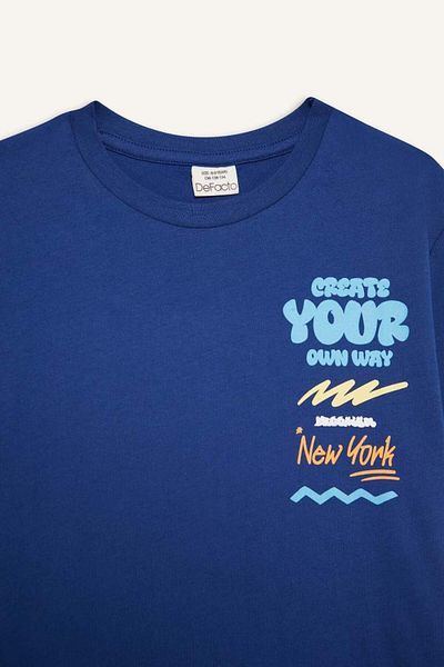 DeFacto Tricou cu mânecă scurtă cu imprimeu pentru băiat, sezon nou