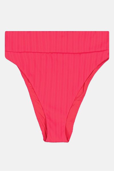 aerie بيكيني سفلي نسائي مضلع عالي القطع، فوشيا
