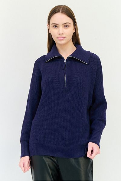 aerie Women Turtle Neck Textured Sweaters, Navy