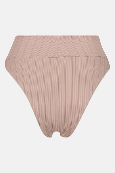 aerie Women Ribbed High Cut Bikini Bottom, Taupe