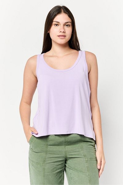 aerie Women Scoop Neck Sleeveless Plain Tank Tops, Purple