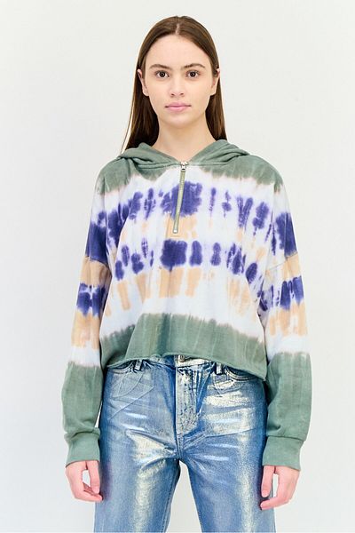 aerie Women Hooded Half Zip Long Sleeve Sweatshirt, Multicolor