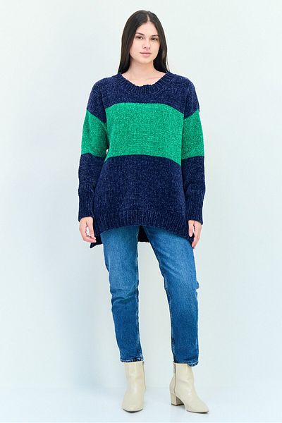 aerie Offline x Aerie Women Ribbed Collar Two Tone Sweater, Multicolor