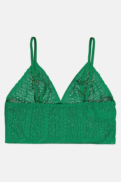 aerie Women Non Padded Textured Bra, Green