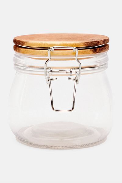 Muy Mucho Hermetic Closure Storage Jar, Transparent/Tan