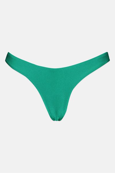 aerie Women Textured Bikini Bottom, Green