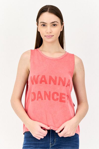 aerie Offline X Aerie Women Round Neck Sleeveless Graphic Print Tank Top, Coral