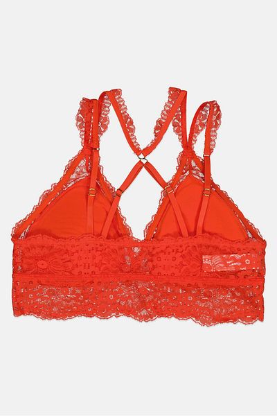 aerie Women Padded Textured Bra, Orange