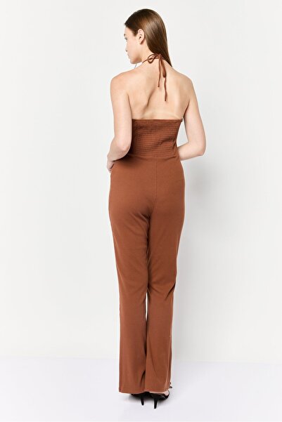 aerie Women Rib Sleeveless Bootcut Jumpsuit, Brown