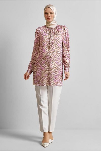 Alvina Patterned Satin Tunic 45401