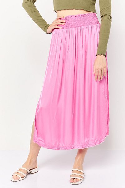 aerie Women Plain Casual Midi Skirts, Pink
