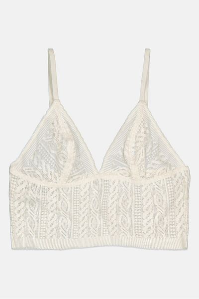 aerie Women Non Padded Textured Bra, White