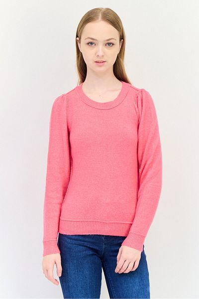 aerie Women Crew Neck Knitted Sweater, Pink