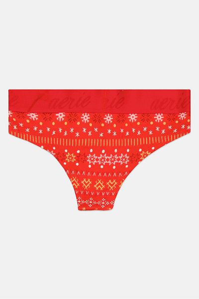 aerie Women Printed Underwear Panty, Red