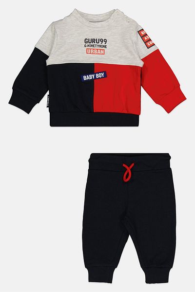 GURU Toddlers Boy 2Pcs Graphic Print Truck Suit Set, Multicolor