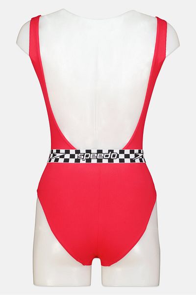 SPEEDO Women One Piece Embroidered Logo Swimsuit, Red