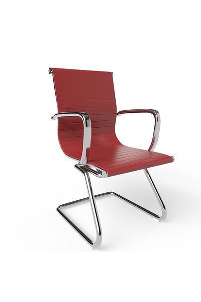 Mahmayi Modern UL UT-C031V Visitor Chair Ergonomic PU Chair with Fixed Armrest - Maroon