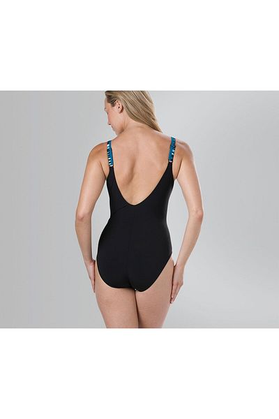 SPEEDO Women Contourluxe Printed Swimsuit, Black and Teal