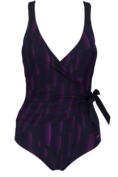 SPEEDO Women Sculpture Simply Glow Printed Swimsuit, Navy and Purple