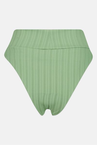 aerie Women Ribbed High Cut Bikini Bottom, Light Green