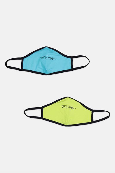 Tommy Hilfiger Kids 2 Pieces Brand Logo Sign Face Mask, Multicolor